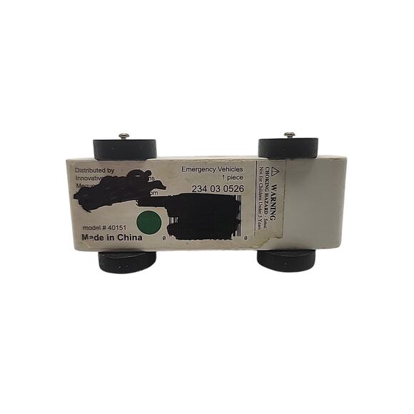 Wooden Toy Cars Lot of 2 Orange Race Car #4 & White Ambulance Pretend Play - Picture 6 of 11